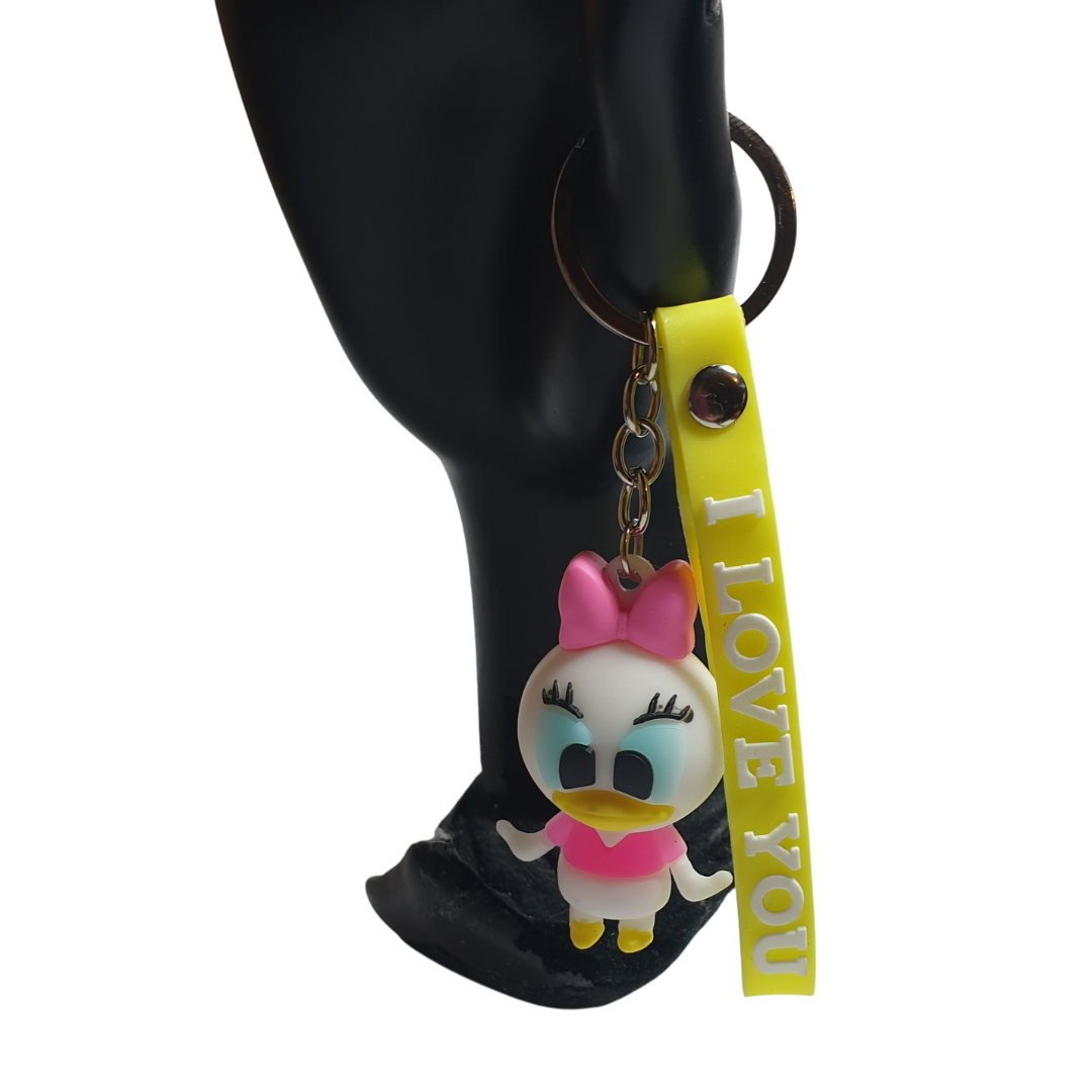 Daisy Duck 3D Kawai ve I Love You (Seni Seviyorum) Figürlü Anahtarlık-5cm