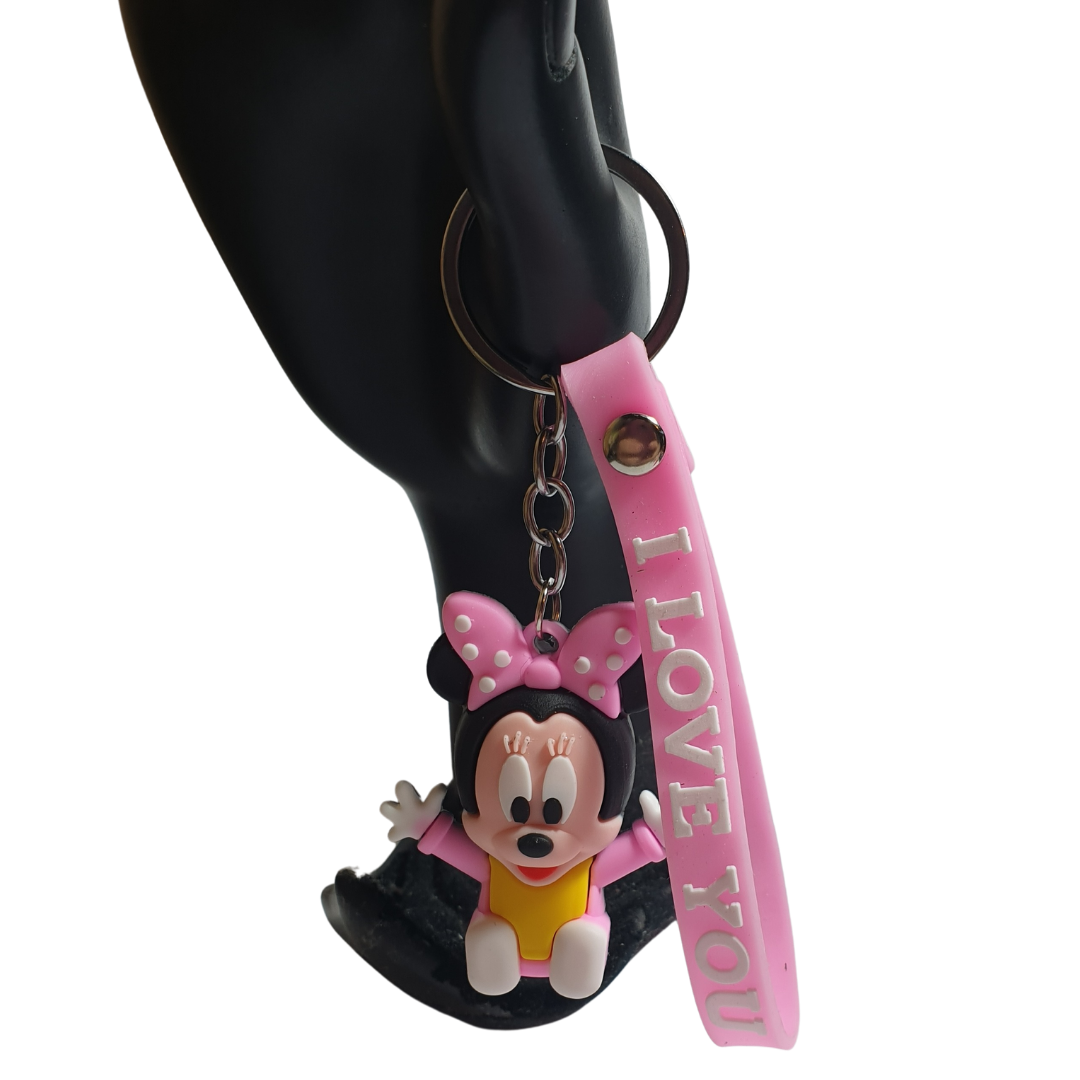 Mickey Mouse, Mini Mouse ve I Love You (Seni Seviyorum) Figürlü Anahtarlık-5cm