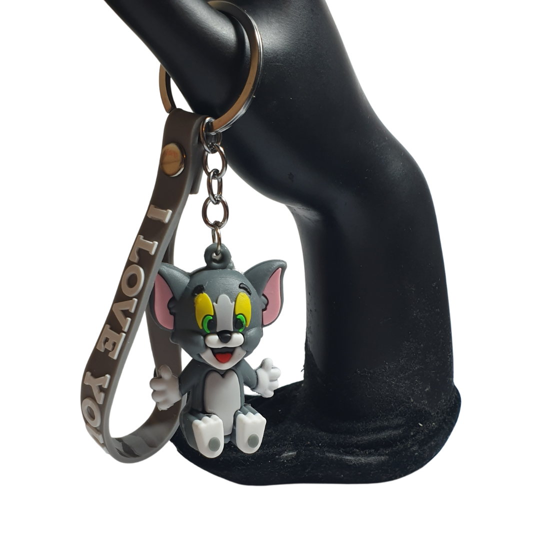 3D Tom ve Jerry ve I Love You (Seni Seviyorum) Figürlü Anahtarlık-5cm